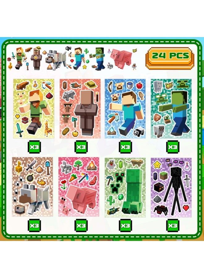 Minecraft Make Your Own Sticker Kits, 24 Sheet Block & Creeper Stickers, DIY Minecraft Stickers for Gaming Birthday Party Favors, Crafts and Kids Activities - Image 3